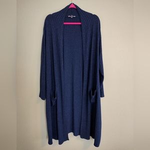 Lisa Rinna Women's 2XP Long Blue Duster Sweater